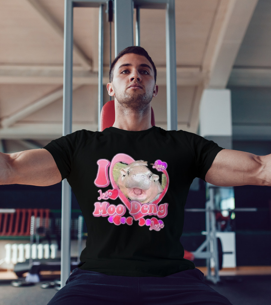 I Love Moo Deng Baby Hippo Heart Love Cute T-Shirt