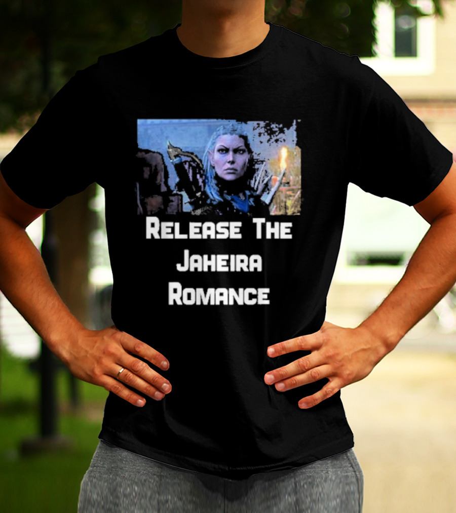 Release The Jaheira Romance Image Featuring Armor-Clad Character T-Shirt
