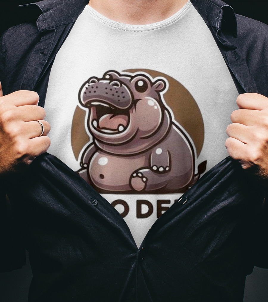 Moo Deng Baby Hippo Fat Cartoon Character T-Shirt