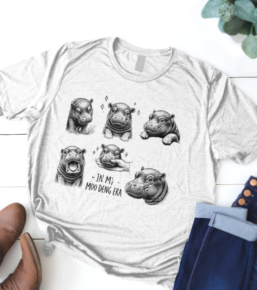 In My Moo Deng Era Funny Hippo Lover Zoo In Thai T-Shirt