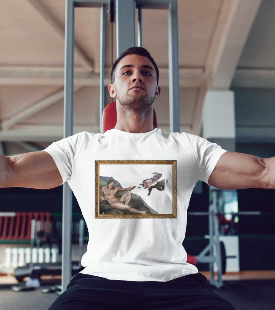 Michelangelo Moo Deng Creation Parody Vintage Frame T-Shirt