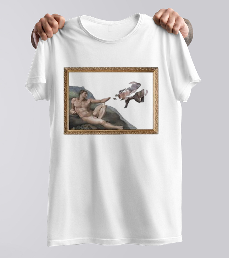 Michelangelo Moo Deng Creation Parody Vintage Frame T-Shirt