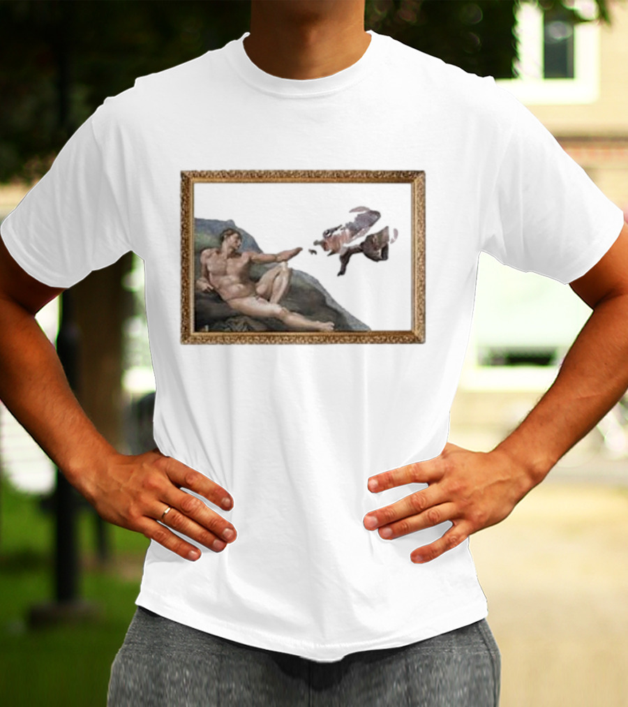 Michelangelo Moo Deng Creation Parody Vintage Frame T-Shirt