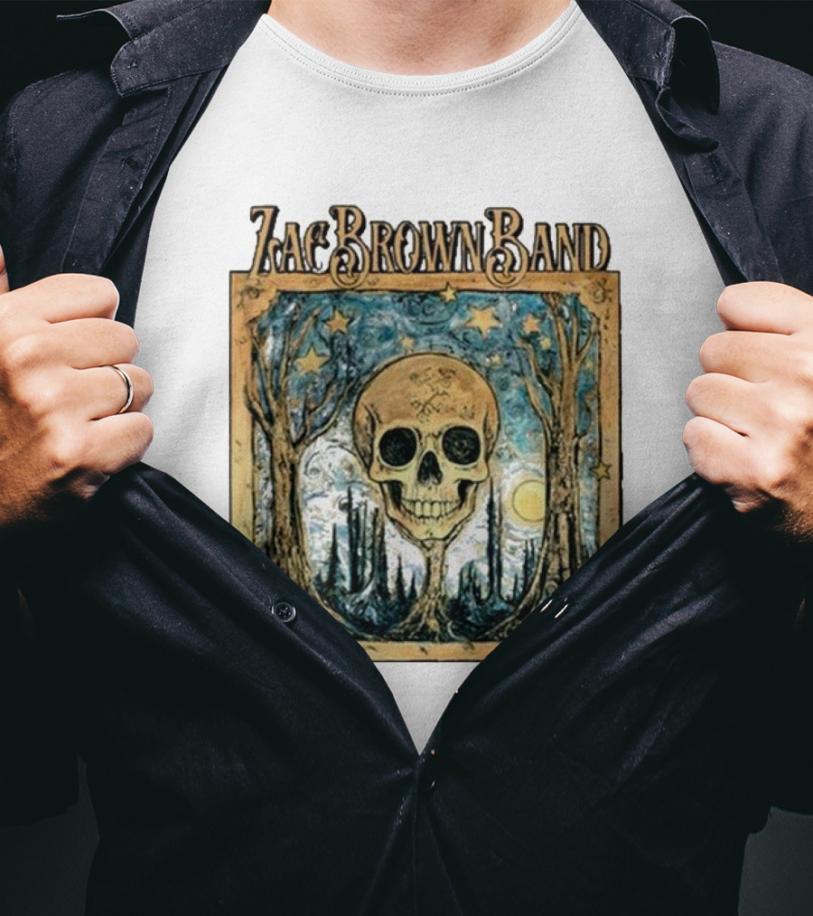 Zac Brown Band Skull Starry Forest Scene T-Shirt