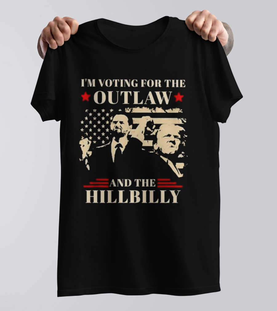 I'm Voting For The Outlaw And The Hillbilly Stars And Stripes Retro Portraits T-Shirt