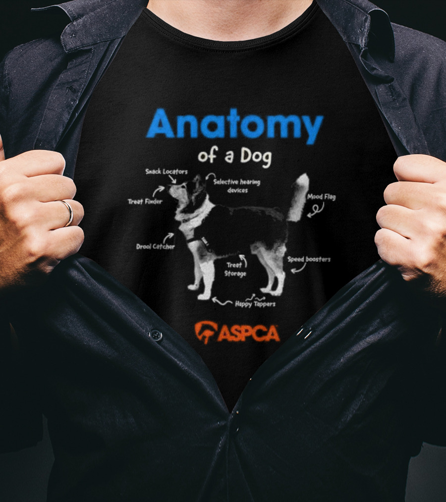 Anatomy Of A Dog ASPCA Snack Locators Selective Hearing Devices Mood Flag Treat Finder Drool Catcher Treat Storage Happy Tappers Speed Boosters T-Shirt