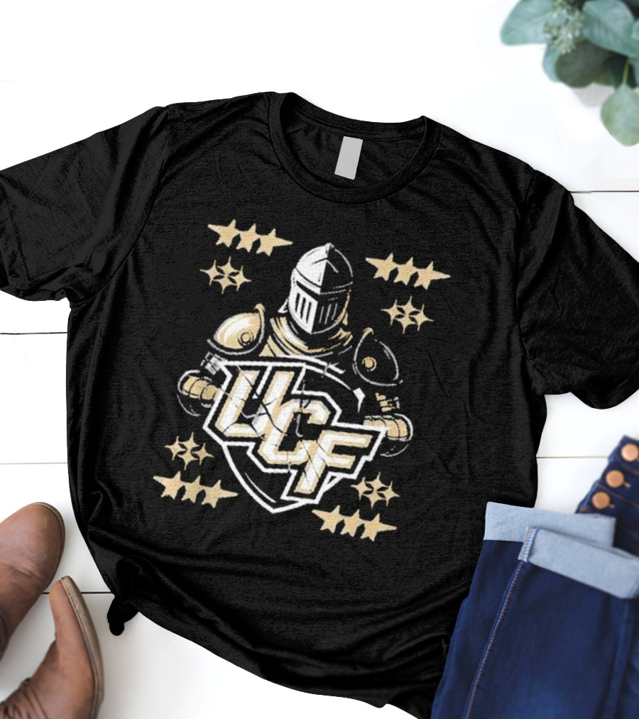 UCF Knight Armor Vintage Lettering Distressed Stars T-Shirt