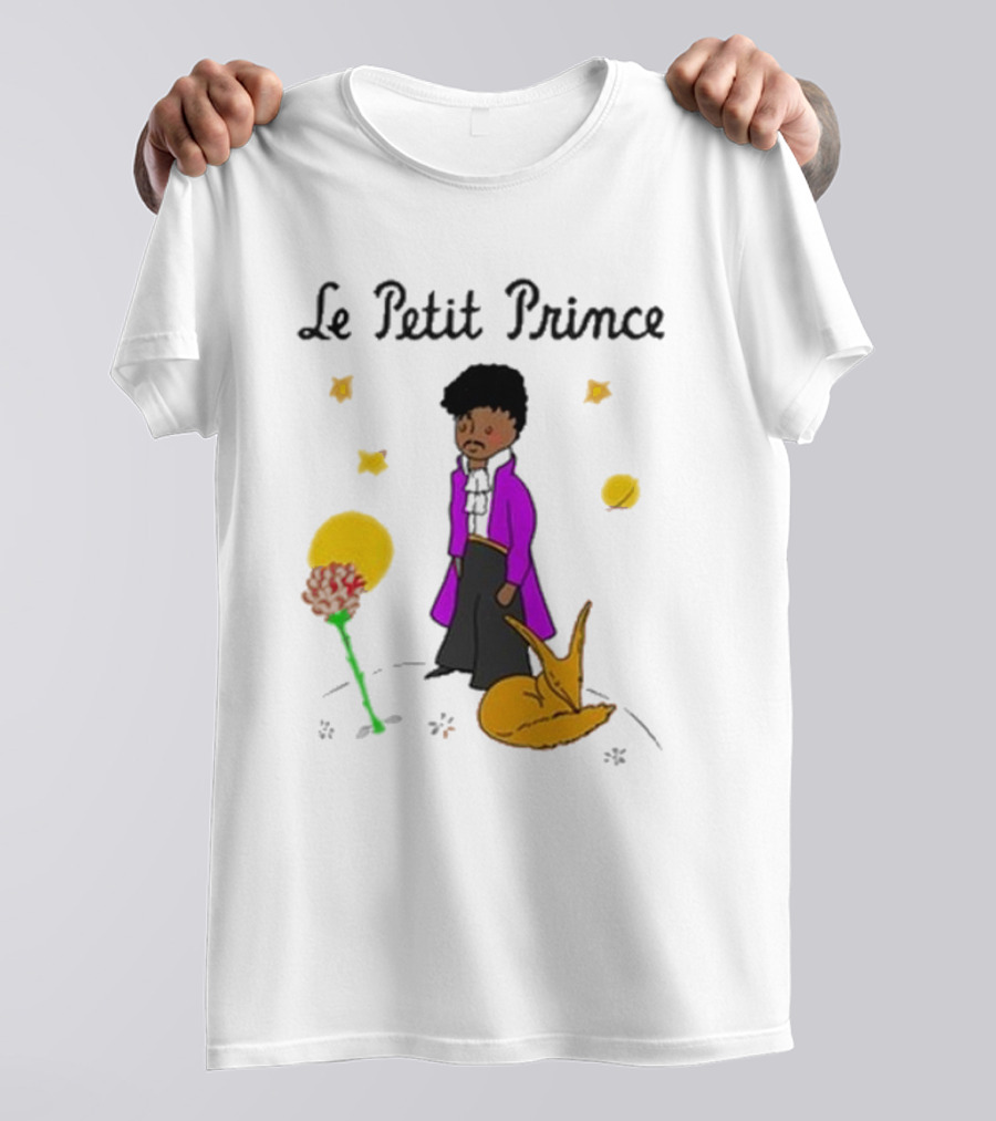 Le Petit Prince Purple Coat Fox And Rose Stars T-Shirt