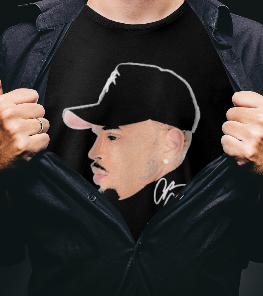 20 Years Of Chris Brown Big Head Signature Cap Profile T-Shirt