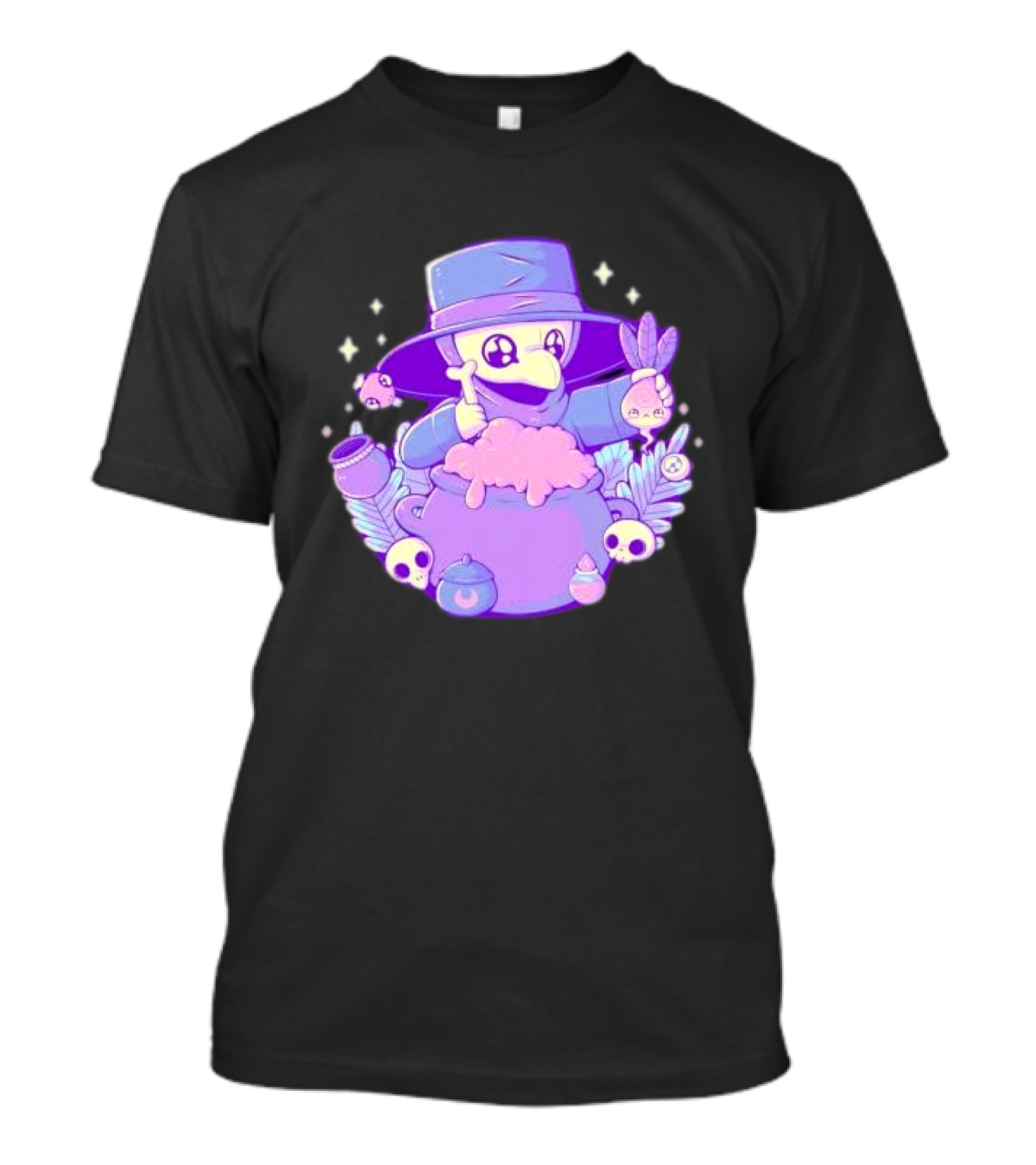 Cute Kawaii Plague Doctor With Potion Cauldron And Skulls T-Shirt