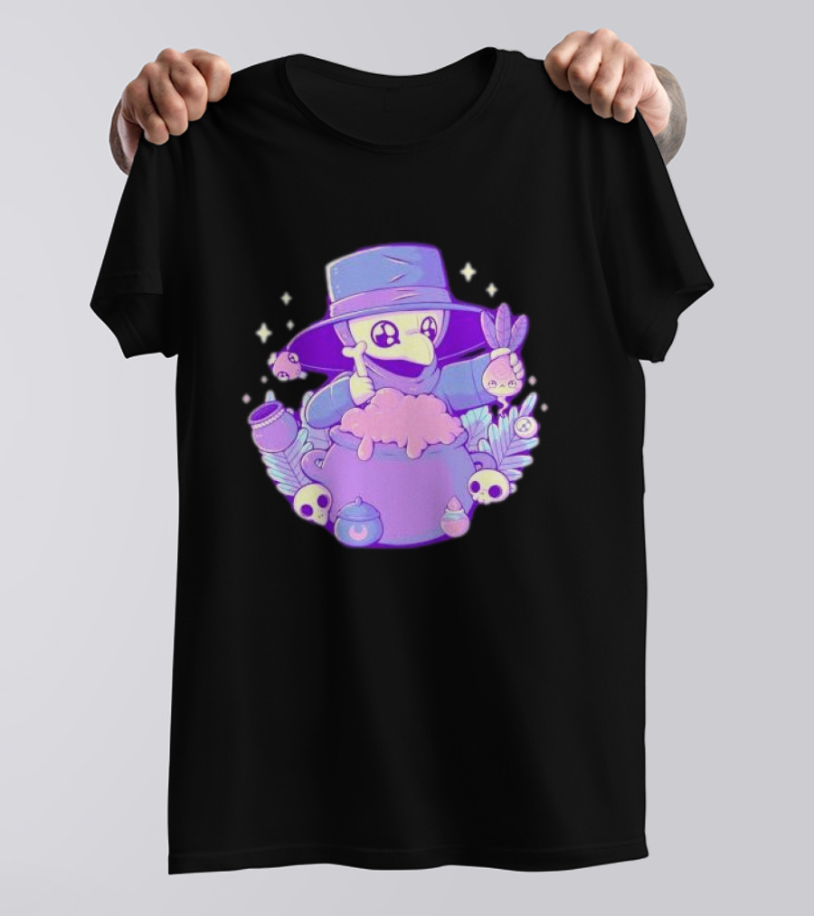 Cute Kawaii Plague Doctor With Potion Cauldron And Skulls T-Shirt