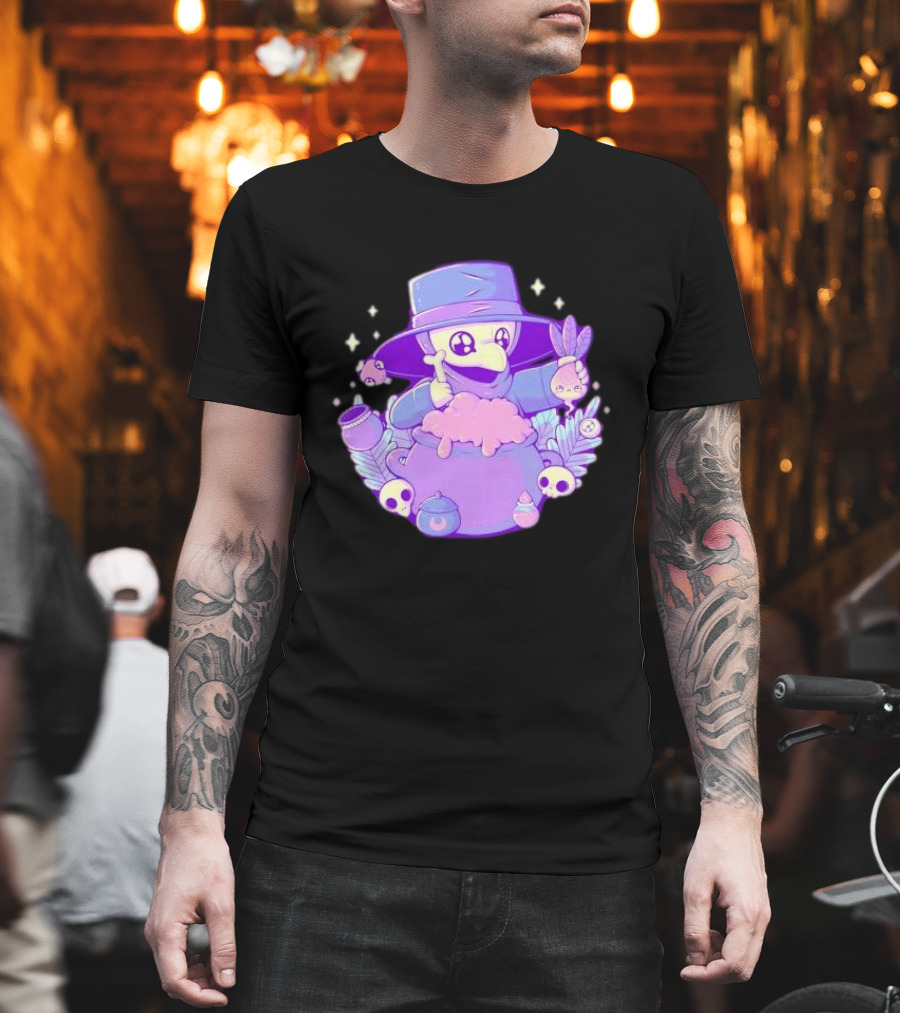 Cute Kawaii Plague Doctor With Potion Cauldron And Skulls T-Shirt