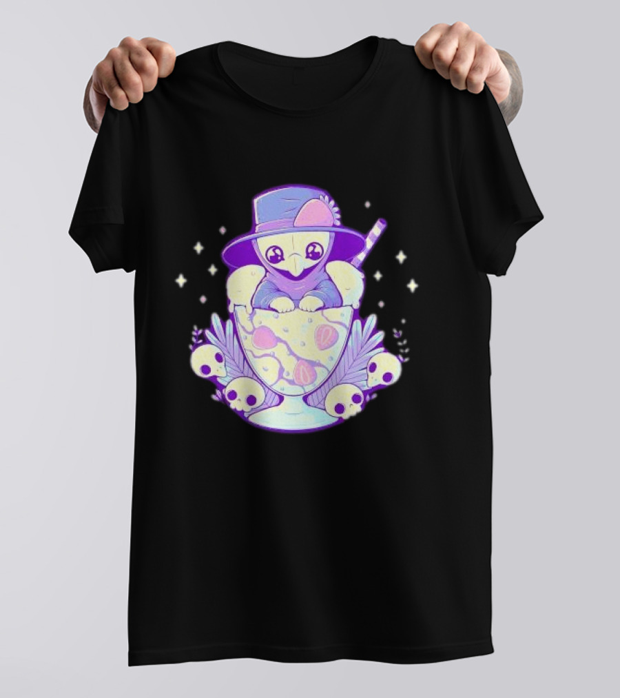 Cute Plague Doctor Ice Cream Delight With Skulls And Stars T-Shirt