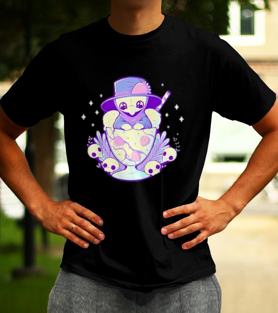 Cute Plague Doctor Ice Cream Delight With Skulls And Stars T-Shirt