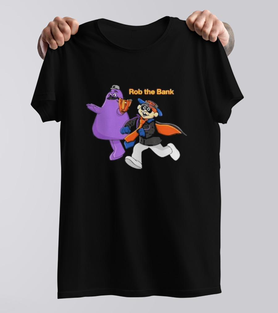 Grimace Monster Accompanies Rob The Bank Heist With Classic Burglar Image T-Shirt
