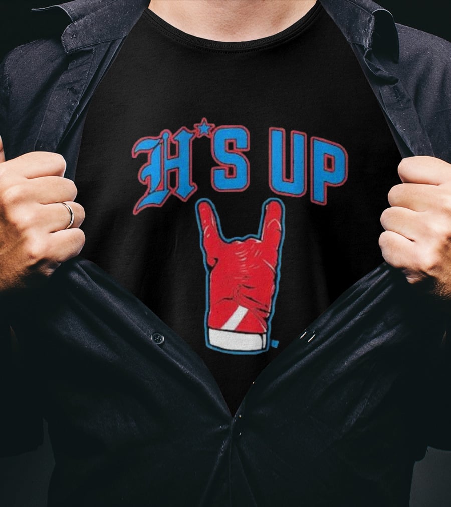 Houston Football H's Up Gesture Red Glove T-Shirt