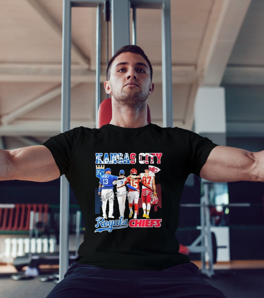 Kansas City Perez Witt Jr Mahomes Kelce Royals Chiefs T-Shirt