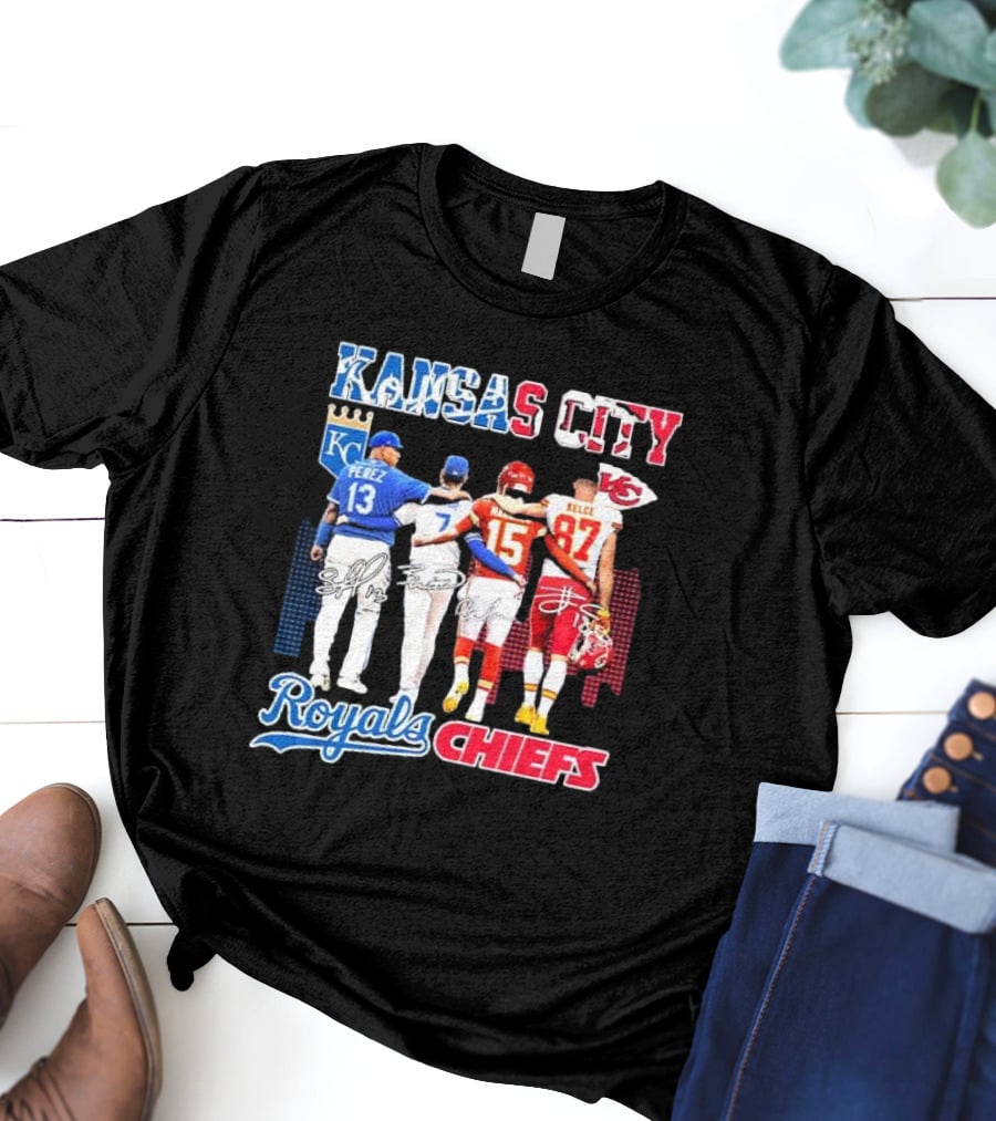 Kansas City Perez Witt Jr Mahomes Kelce Royals Chiefs T-Shirt