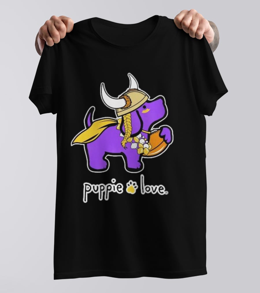 Puppie Love Purple And Gold Viking Pup Minnesota Vikings T-Shirt
