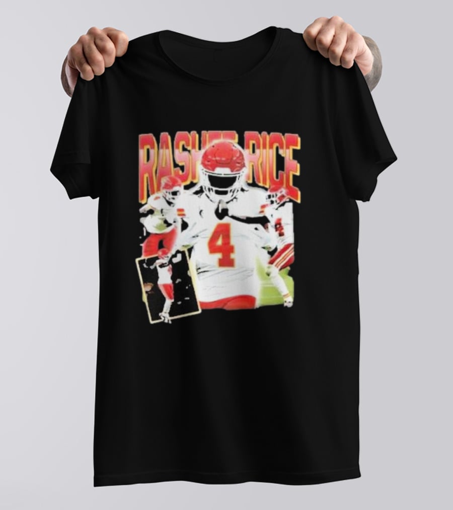 Rashee Rice Football Action 4 Red And White Uniform T-Shirt