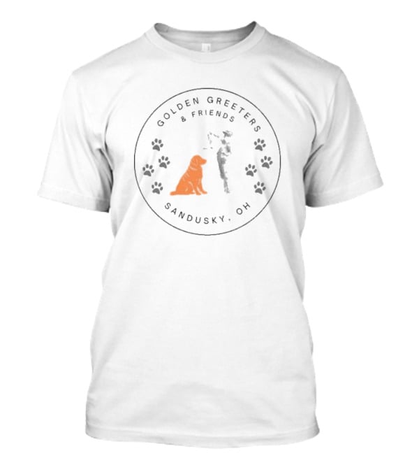 Golden Greeters And Friends Sandusky OH Paw Print Circle T-Shirt