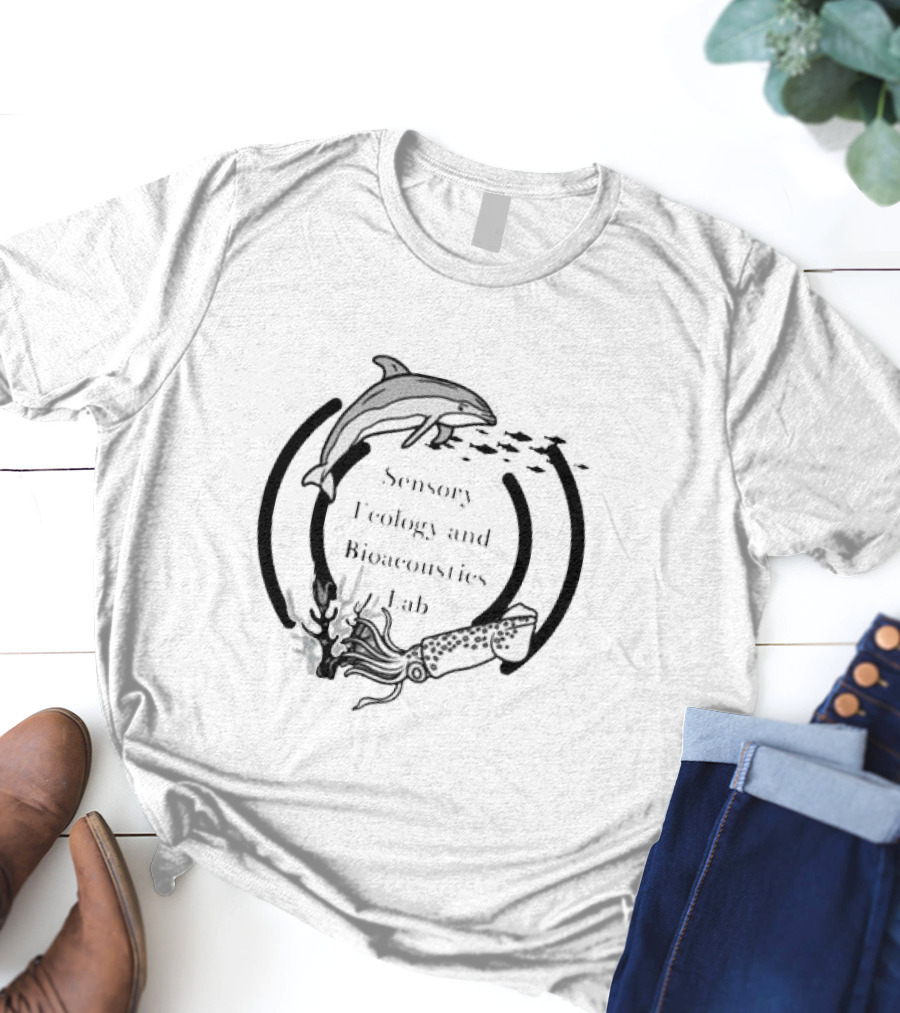 Sensory Ecology And Bioacoustics Lab Research Team Dolphin Squid And Fish Marine Life Study T-Shirt