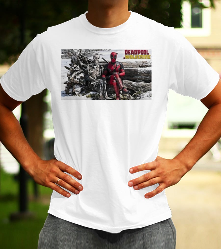 Deadpool And Skeleton Wolverine Snowy Scene T-Shirt