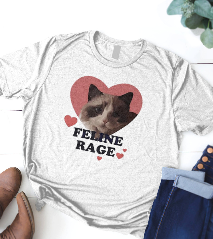 Feline Rage Heart Love Cat T-Shirt