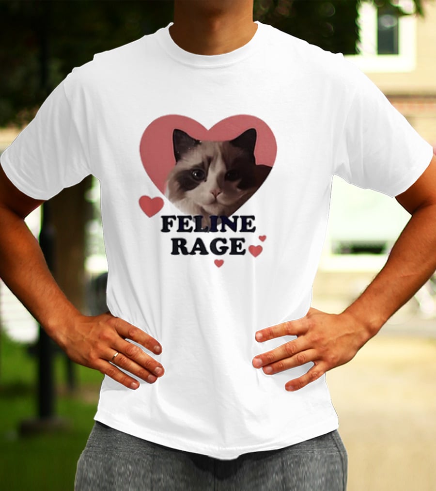 Feline Rage Heart Love Cat T-Shirt