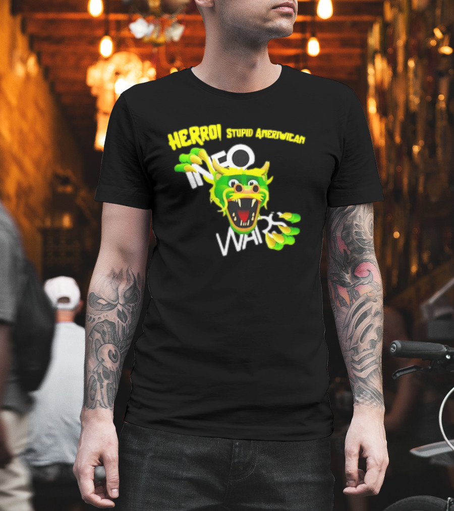 HERROI Stupid American INFO WARS Dragon Face T-Shirt
