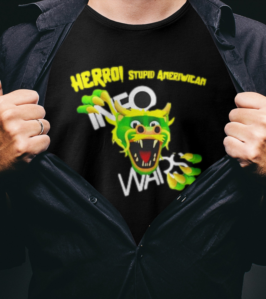 HERROI Stupid American INFO WARS Dragon Face T-Shirt