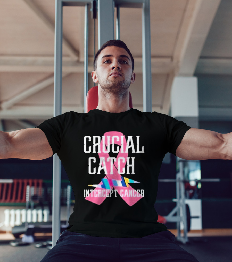 Crucial Catch Intercept Cancer Pink Ribbon Awareness T-Shirt