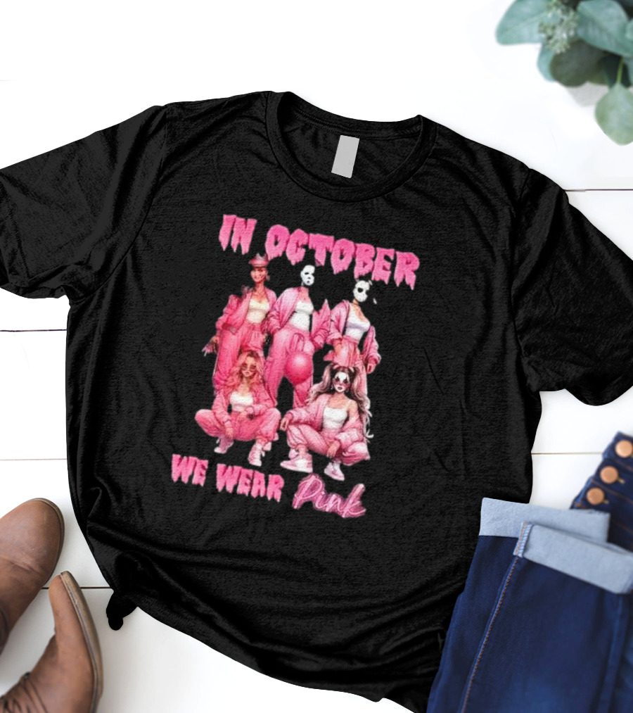 In October We Wear Pink Comadre Crew Horror Movie T-Shirt