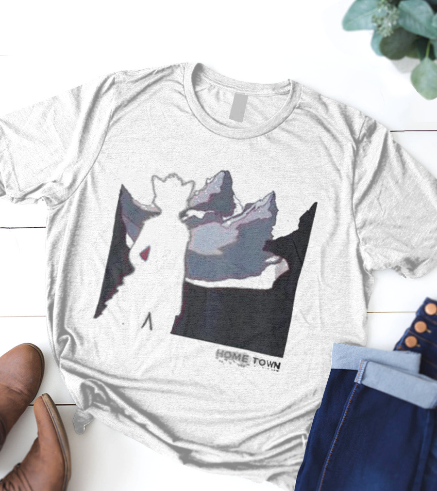 The Fox Nest Store Home Town Silhouette With Mountains Background T-Shirt