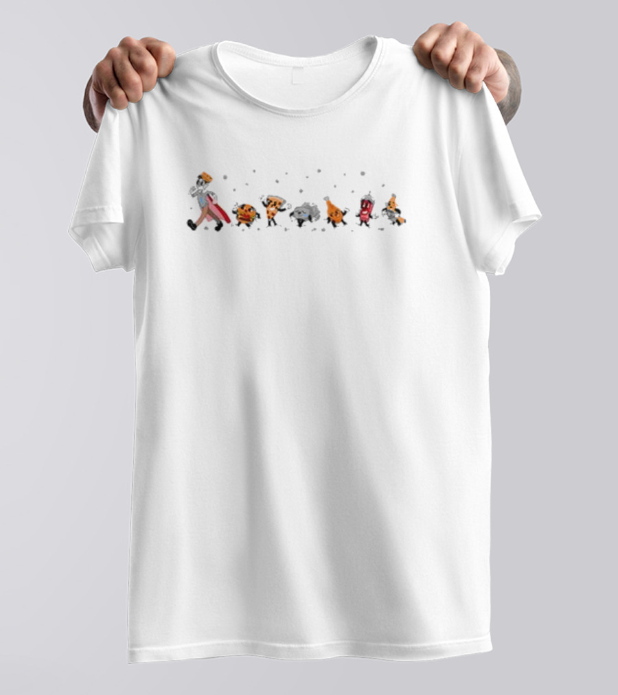 Try Guys Food Parade March With Hot Dog Pizza Cheeseburger Pancake Taco Fry Cupcake T-Shirt