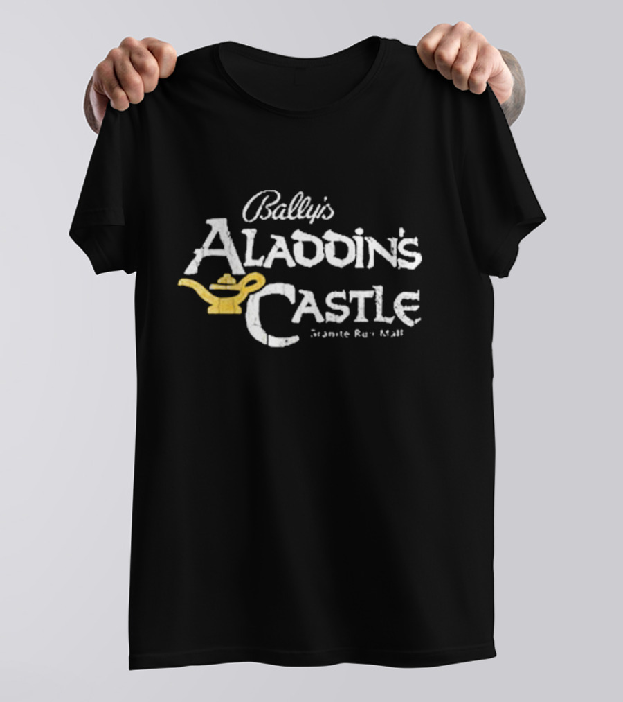 Bally's Aladdin's Castle Arcade Granite Run Mall Iconic Yellow Magic Lamp T-Shirt