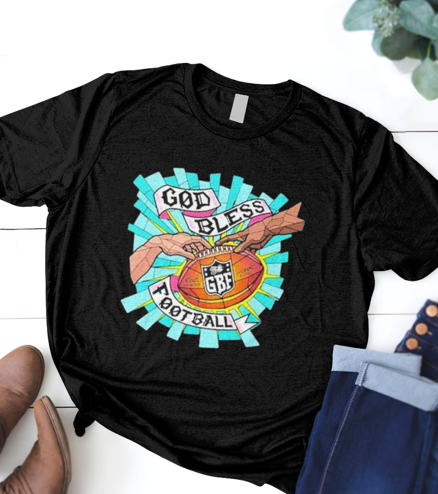 God Bless Football Stained Glass GBF Football Hands Iconic T-Shirt