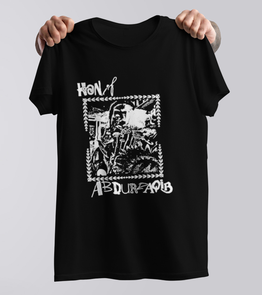 Hanif Abdurraqib Vibrant Monochrome Portrait With Ornamental Border T-Shirt