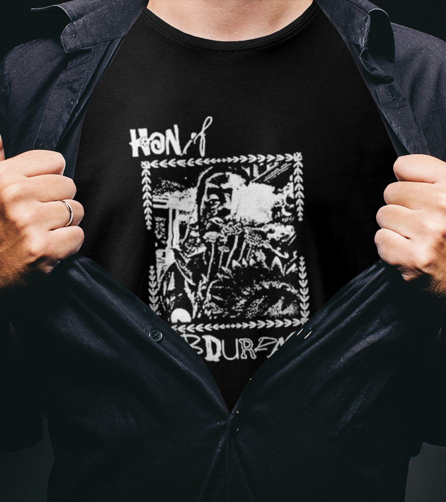 Hanif Abdurraqib Vibrant Monochrome Portrait With Ornamental Border T-Shirt