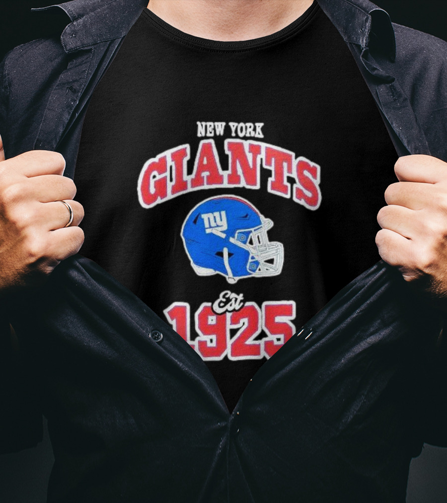 New York Giants Est 1925 Blue Helmet Aleali May Collaboration T-Shirt