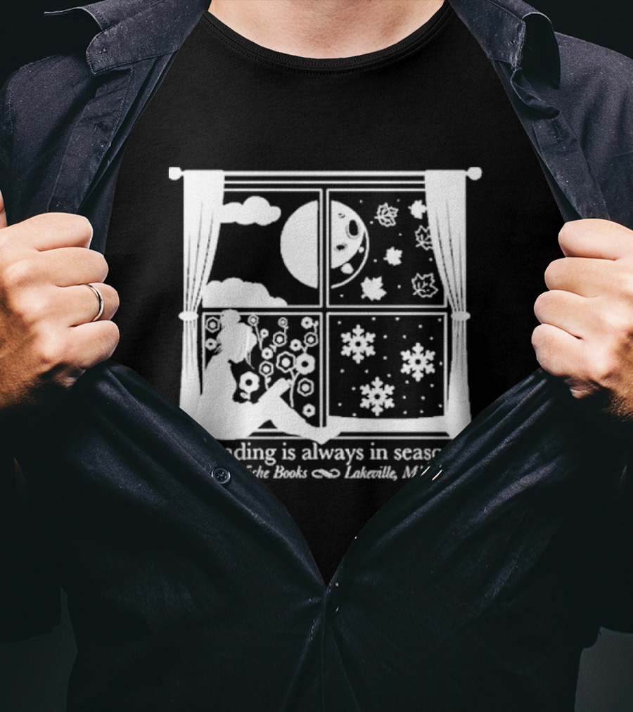 Niche Books Lakeville MN Reading Is Always In Season Four Seasons Window T-Shirt