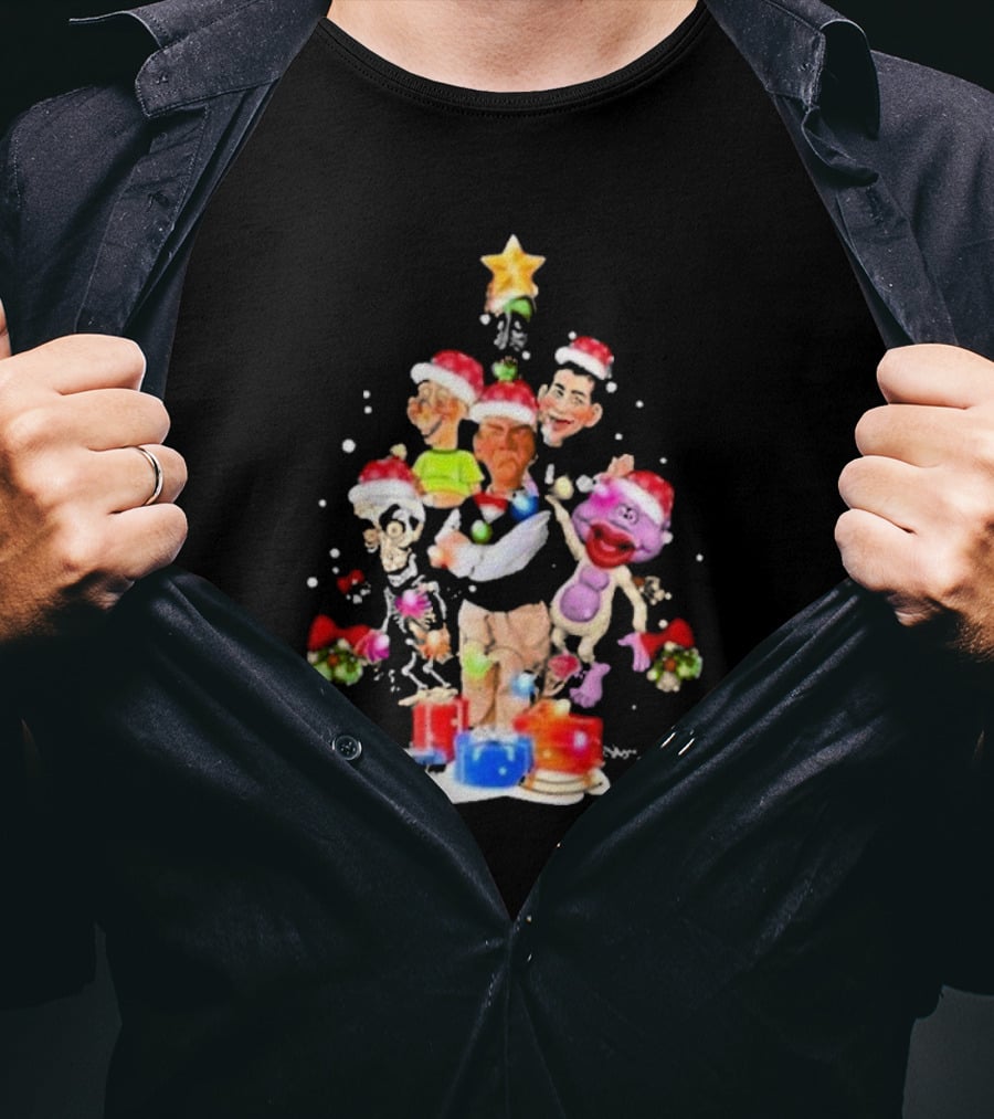 Jeff Dunham Christmas Tree With Characters And Star Holiday T-Shirt