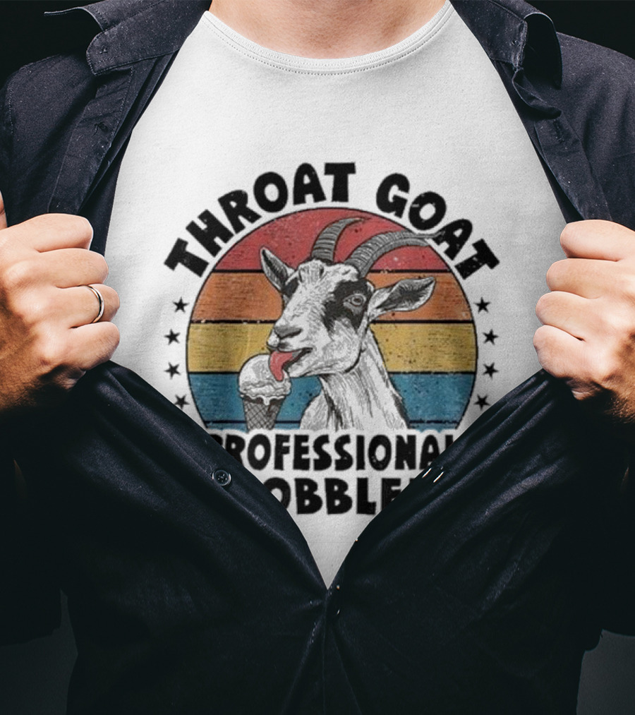 Throat Goat Professional Gobbler Retro Vintage Goat Eating Ice Cream T-Shirt