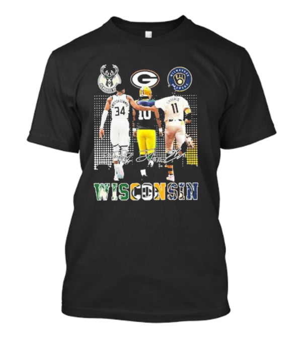 Antetokounmpo Jordan Love Chourio Wisconsin Bucks Packers Brewers T-Shirt
