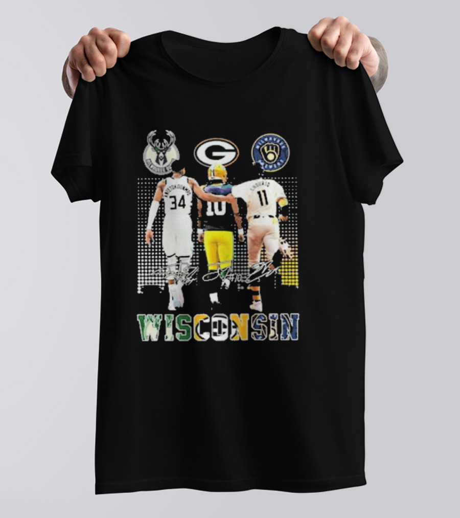 Antetokounmpo Jordan Love Chourio Wisconsin Bucks Packers Brewers T-Shirt