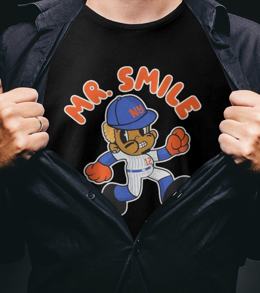 Francisco Lindor Mr. Smile NY Baseball Cartoon Character T-Shirt