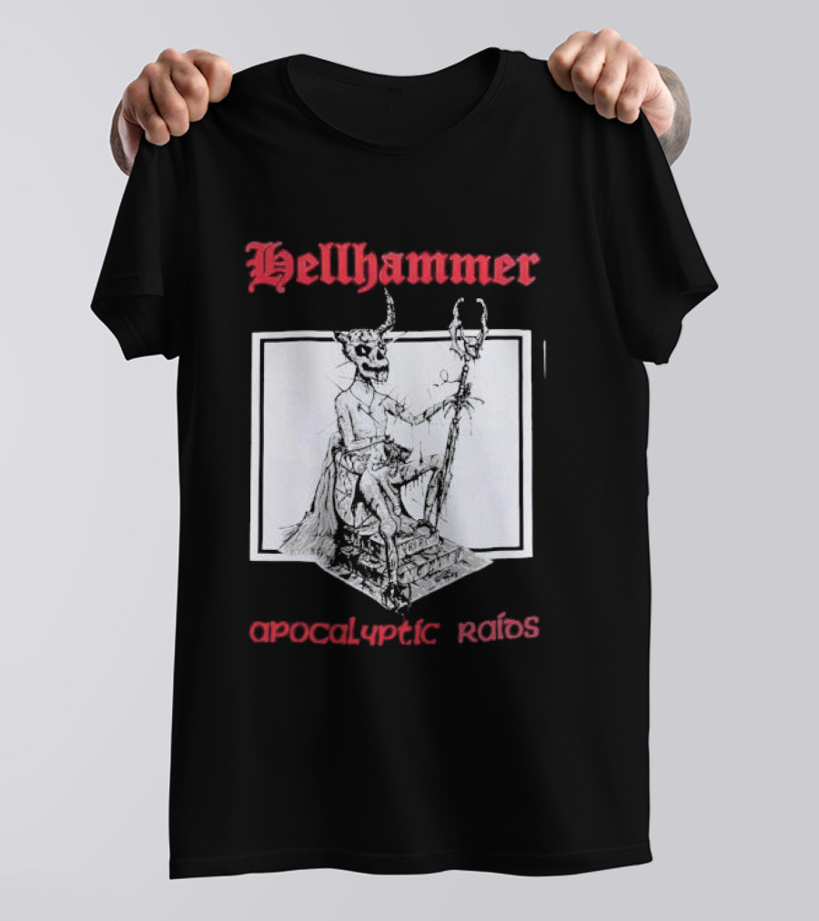 Hellhammer Apocalyptic Raids Horned Figure With Runes T-Shirt