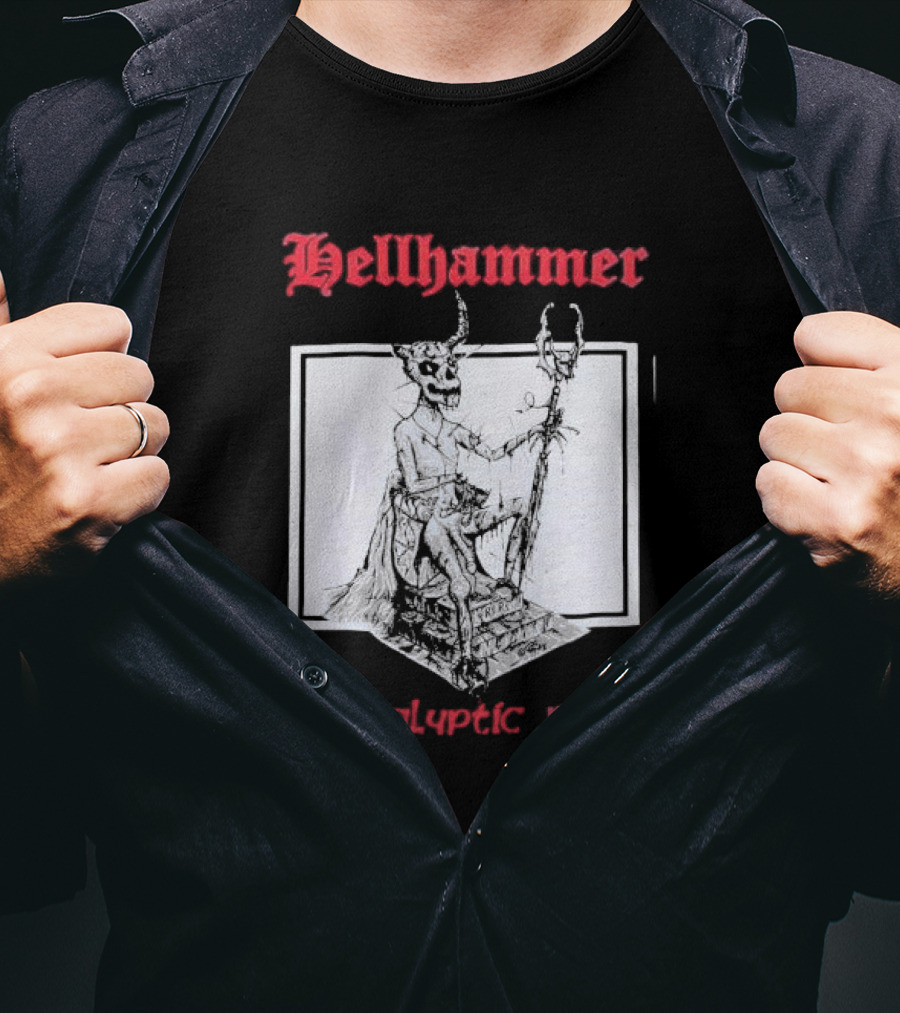 Hellhammer Apocalyptic Raids Horned Figure With Runes T-Shirt