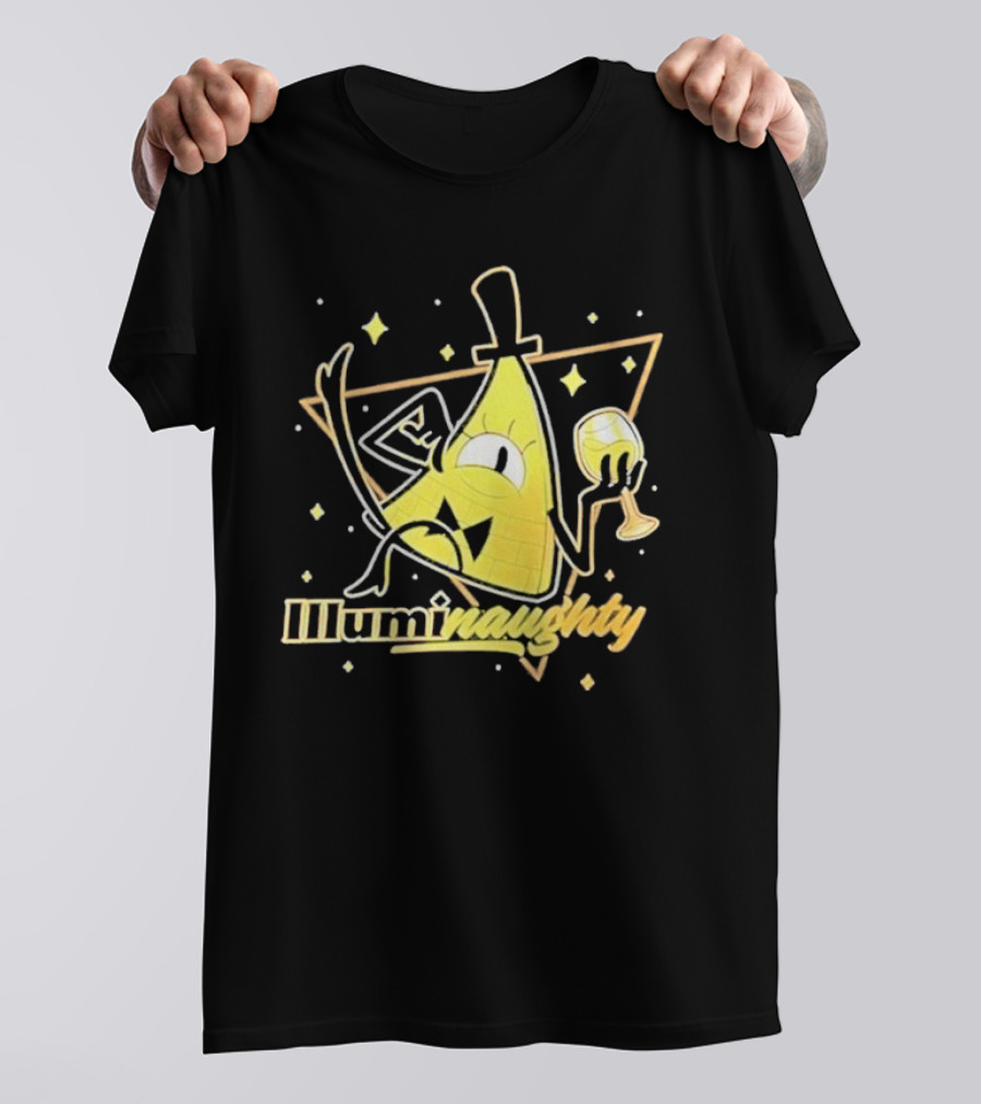 Illuminati Illuminaughty Triangle Cartoon With Wine Glass T-Shirt