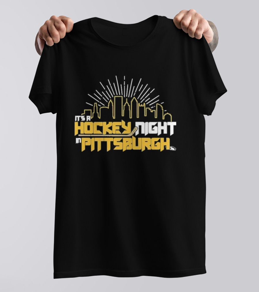 It's A Hockey Night In Pittsburgh Yinz Skyline T-Shirt